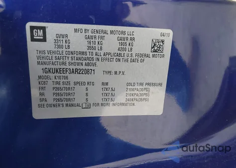 2010 GMC Yukon Denali из США, поврежденный, VIN 1GKUKEEF3AR220871